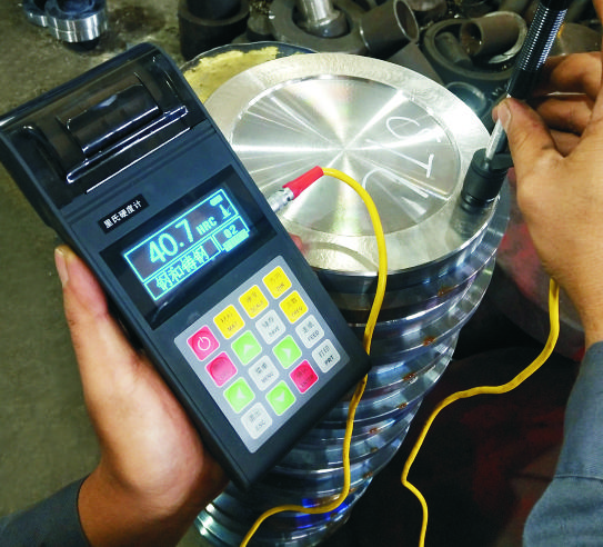 Hardness testing of valve parts